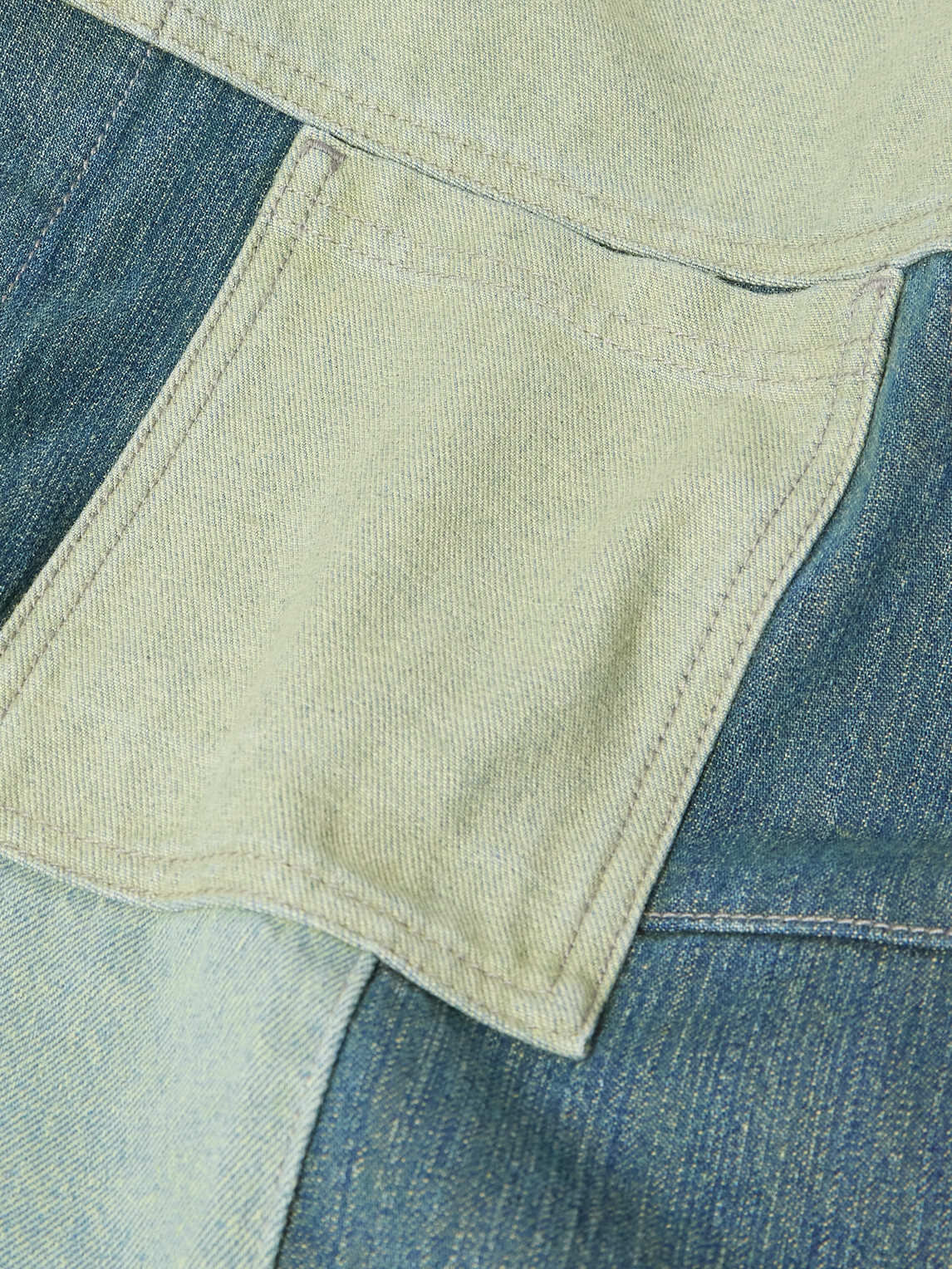 MANAAKI - Patchwork Denim Shirt - Green
