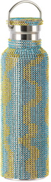 Collina Strada Blue & Yellow Checker Rhinestone Water Bottle