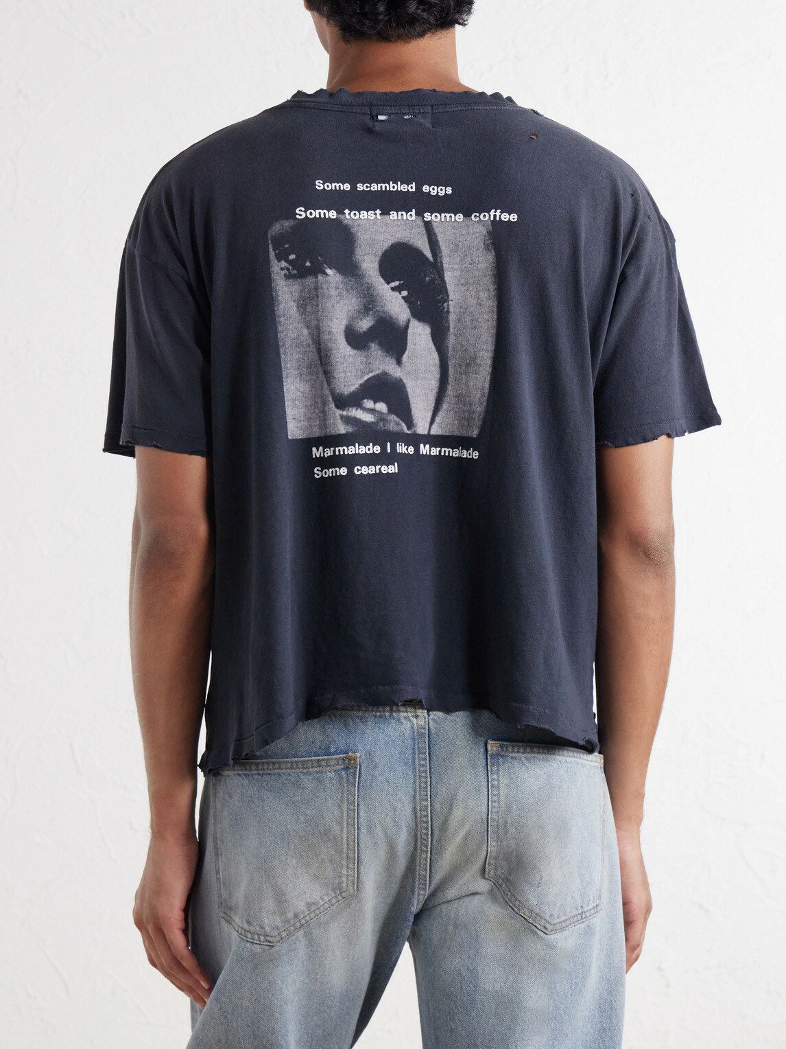 Enfants Riches Déprimés - Alan's Breakfast Printed Distressed Cotton-Jersey T-Shirt - Black