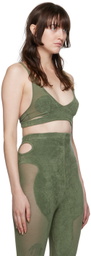Dion Lee Khaki Chenille Intarsia Bra