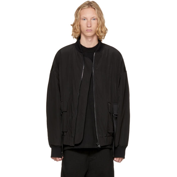Photo: D by D Black Oversized Out Strap Bomber Jacket