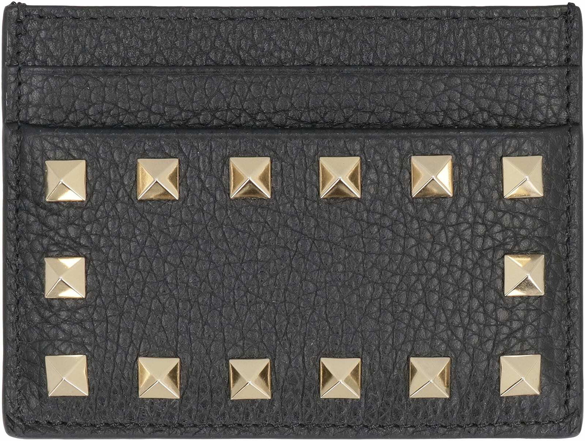Valentino Garavani Men Black Leather Card Holder