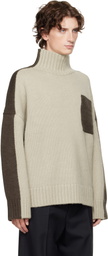 JW Anderson Khaki Two Tone Patch Pocket Turtleneck