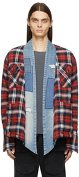 Greg Lauren Red Plaid Sherpa GL1 Cardigan