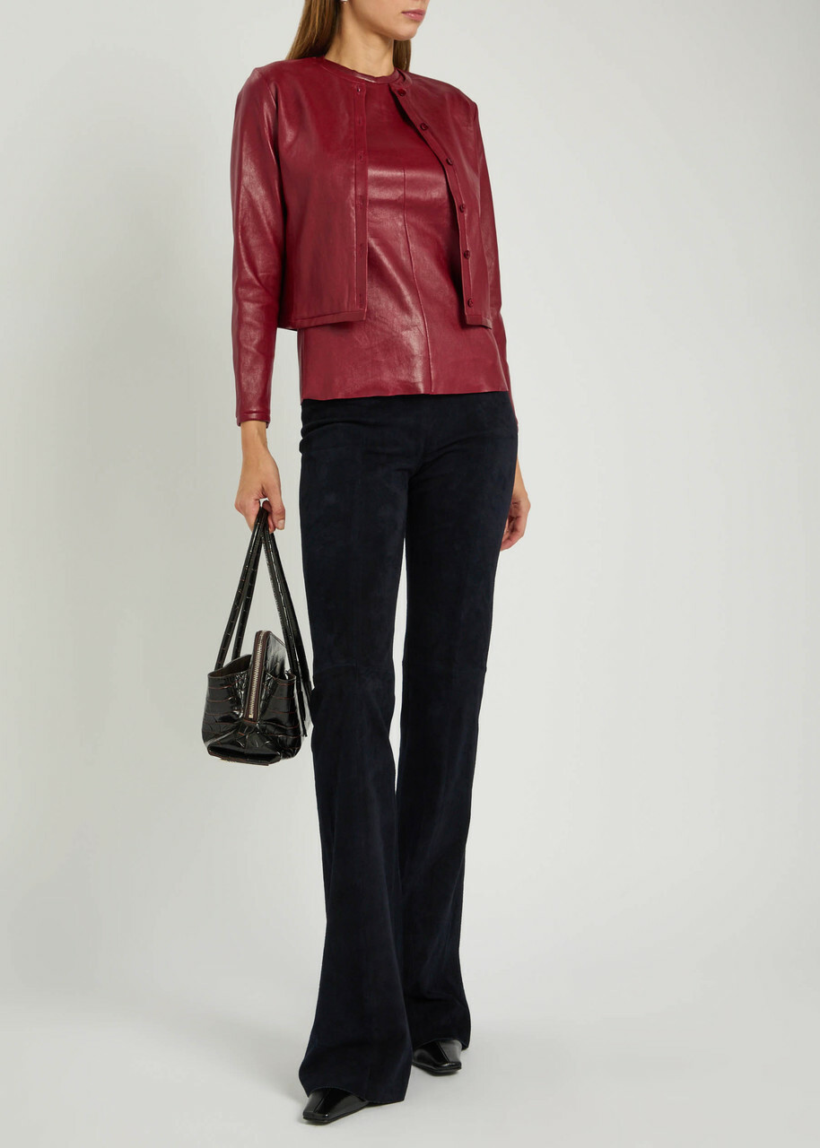 Stouls Astrid 25 Stretch-suede Cardigan Dark Red