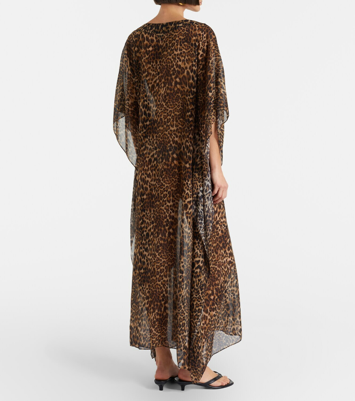 Nili Lotan Erica leopard-print semi-sheer silk kaftan