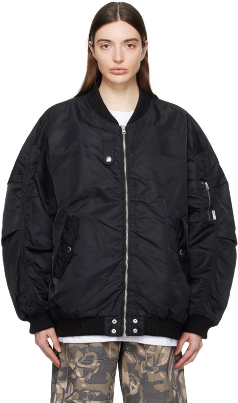 Photo: OPEN YY Black Oversized Bomber Jacket