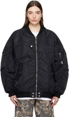 OPEN YY Black Oversized Bomber Jacket