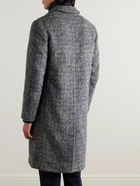 Mr P. - Checked Brushed Wool-Blend Overcoat - Blue