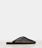 Alaïa Patent leather-trimmed fishnet mules