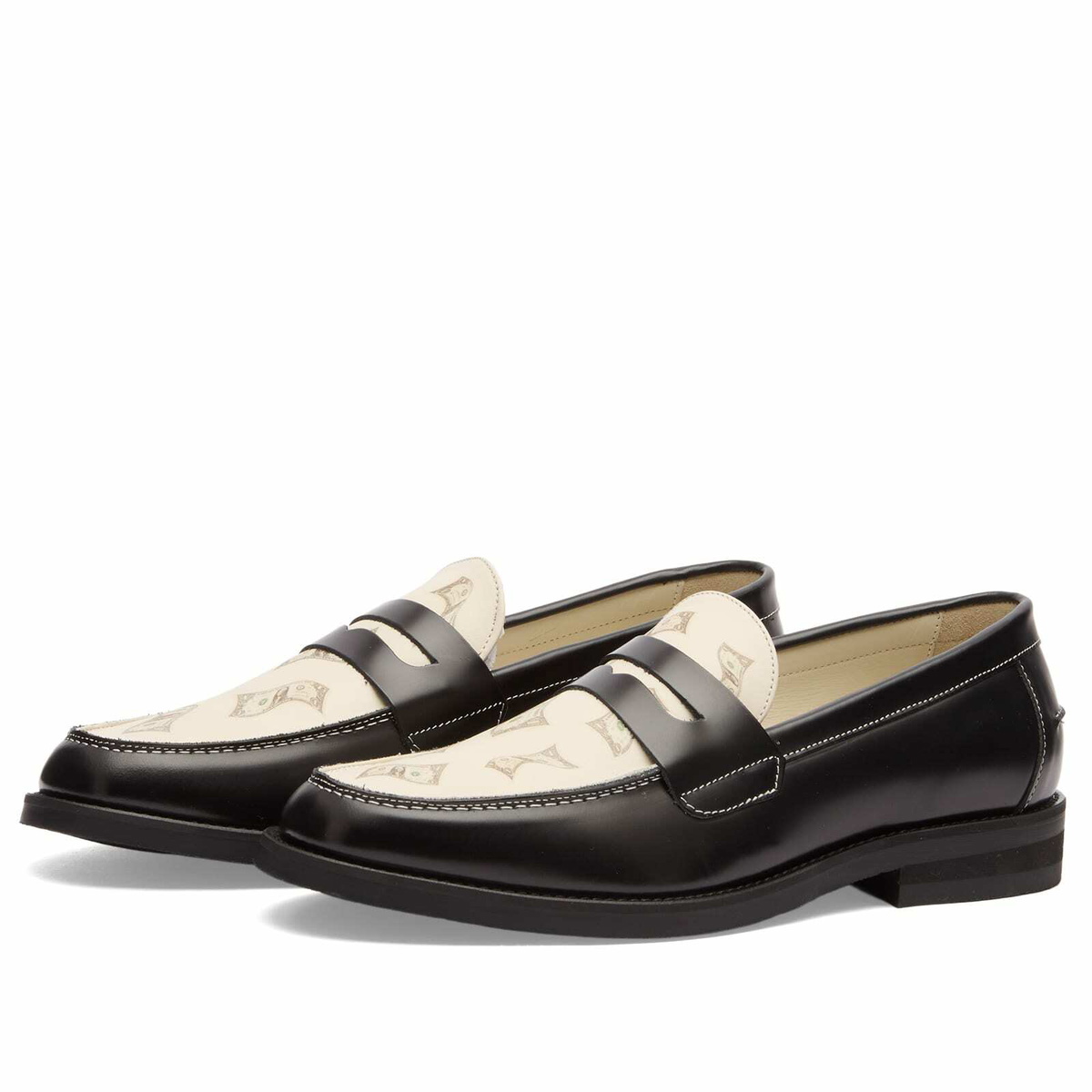 Duke + Dexter Men's Wilde Dollar Bills Penny Loafer in Black/White