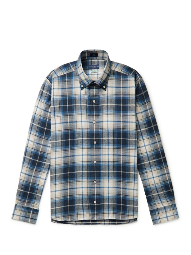 Photo: Peter Millar - Button-Down Collar Checked Cotton-Flannel Shirt - Blue