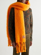 Loewe - Logo-Appliquéd Fringed Mohair-Blend Scarf