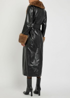 Stand Studio Estella Faux Fur-trimmed Faux Leather Coat Black