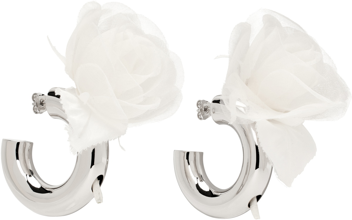 D'heygere SSENSE Exclusive Bridal Capsule Flower Hoop Earrings