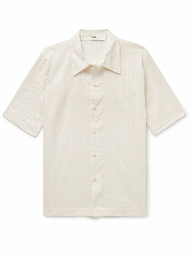 Photo: Séfr - Suneham Striped Cotton-Voile Shirt - Neutrals
