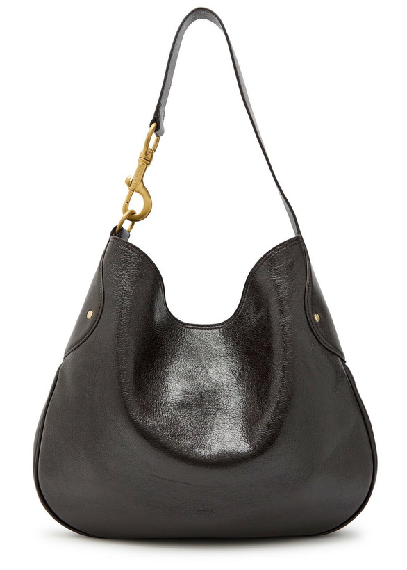 Photo: Mulberry Hackney Glossed Grained Leather Shoulder bag - Brown - One Size