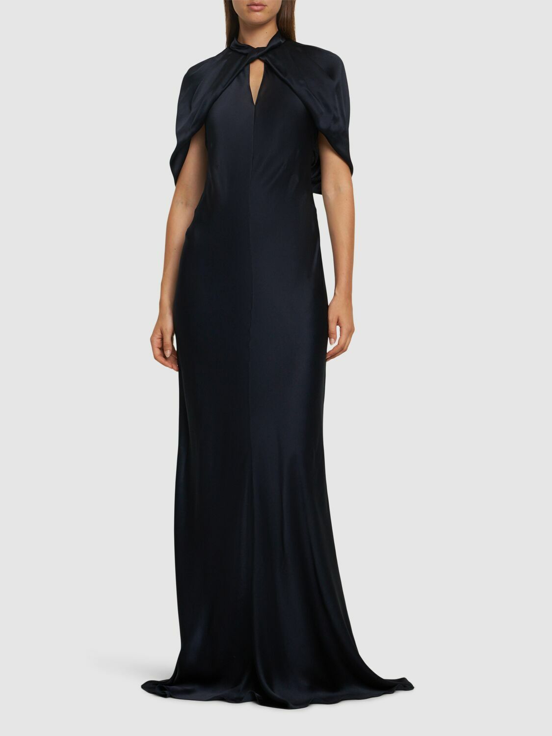 ALBERTA FERRETTI Short Sleeve Satin Long Dress Alberta Ferretti ALBERTA FERRETTI Short Sleeve Satin Long Dress Alberta Ferretti