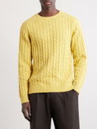 Beams Plus - Cable-Knit Cotton Sweater - Yellow