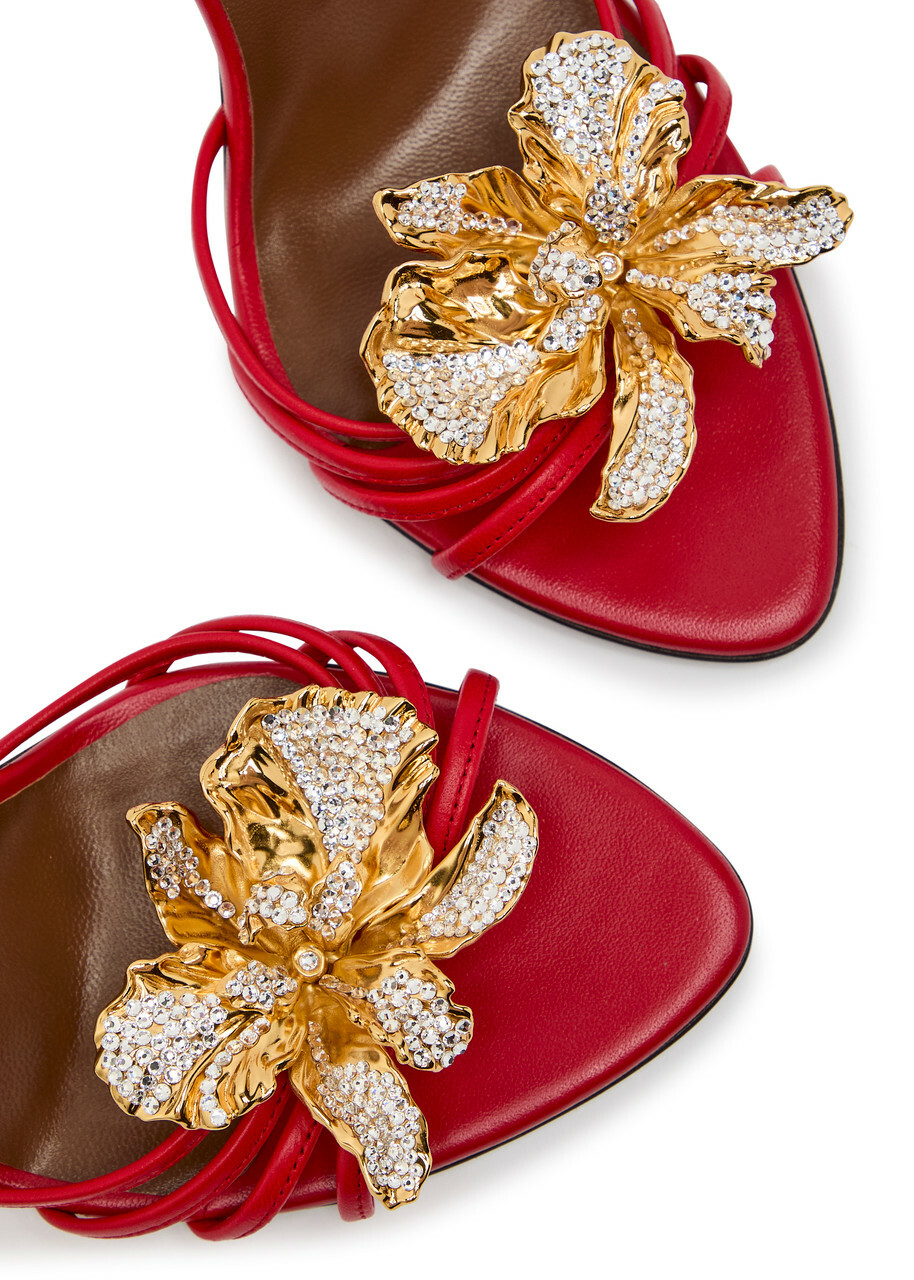 Giuseppe Zanotti Clandestino 105 Embellished Leather Sandals Red