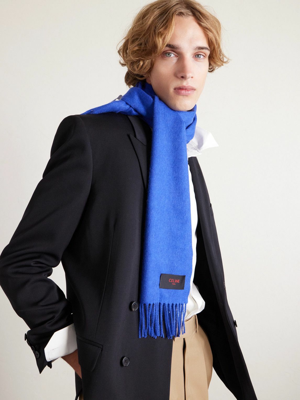 CELINE - Logo-Appliquéd Fringed Cashmere Scarf
