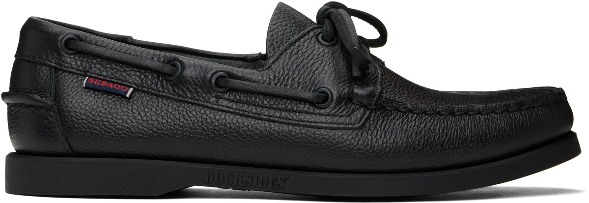 Sebago Black Portland Martellato Boat Shoes Sebago