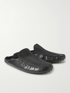 Tod's - Shearling-Lined Full-Grain Leather Slippers - Black