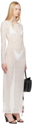 Marine Serre White Moonogram Mesh Flock Maxi Dress
