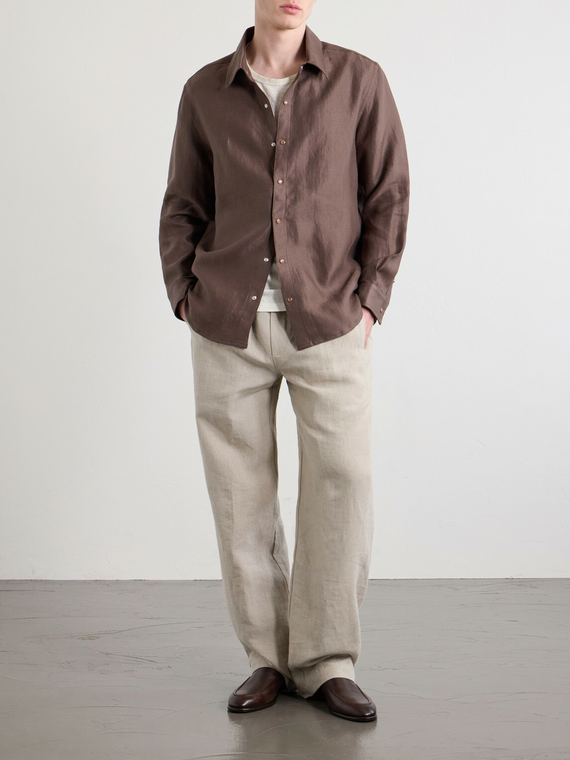 God's True Cashmere - Cocoa Linen Shirt - Brown