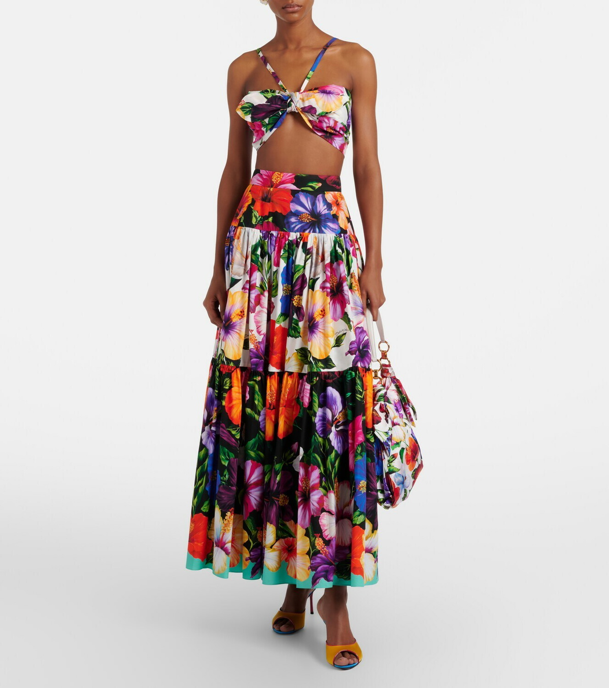Dolce&Gabbana Bow-detail floral cotton bra top