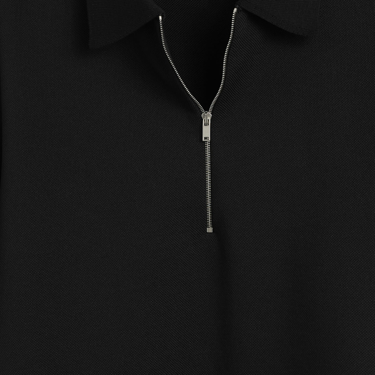 Jil Sander Men's Zip Short Sleeve Polo in Black