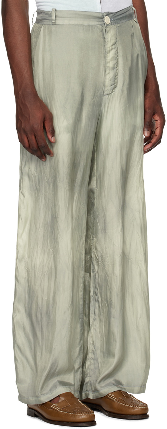 パンツ edward cuming pants Edward Cuming: Khaki Twisted Tailored Trousers | SSENSE