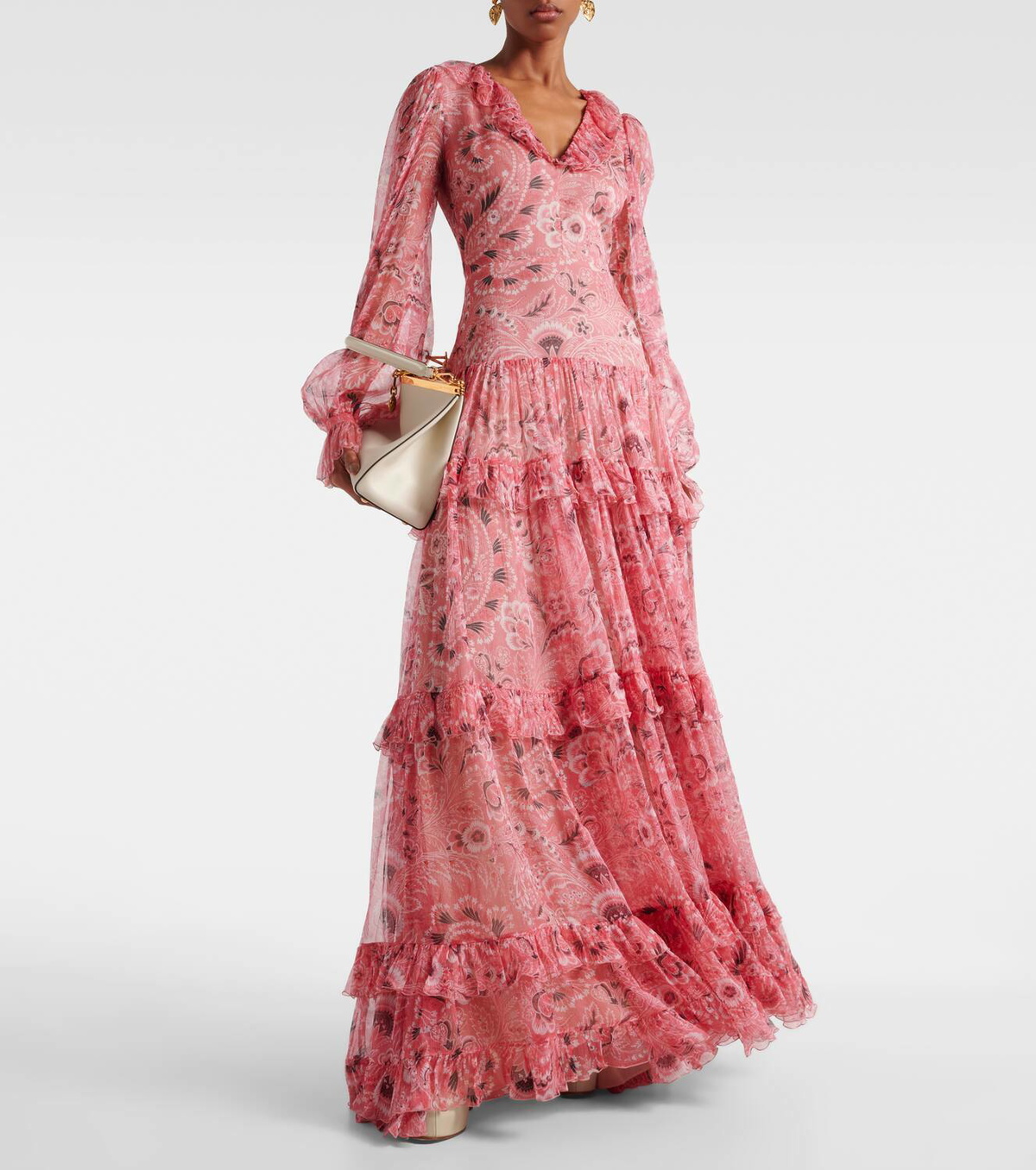 etro silk tiered dress Etro Silk Graphic Print Tiered Dress