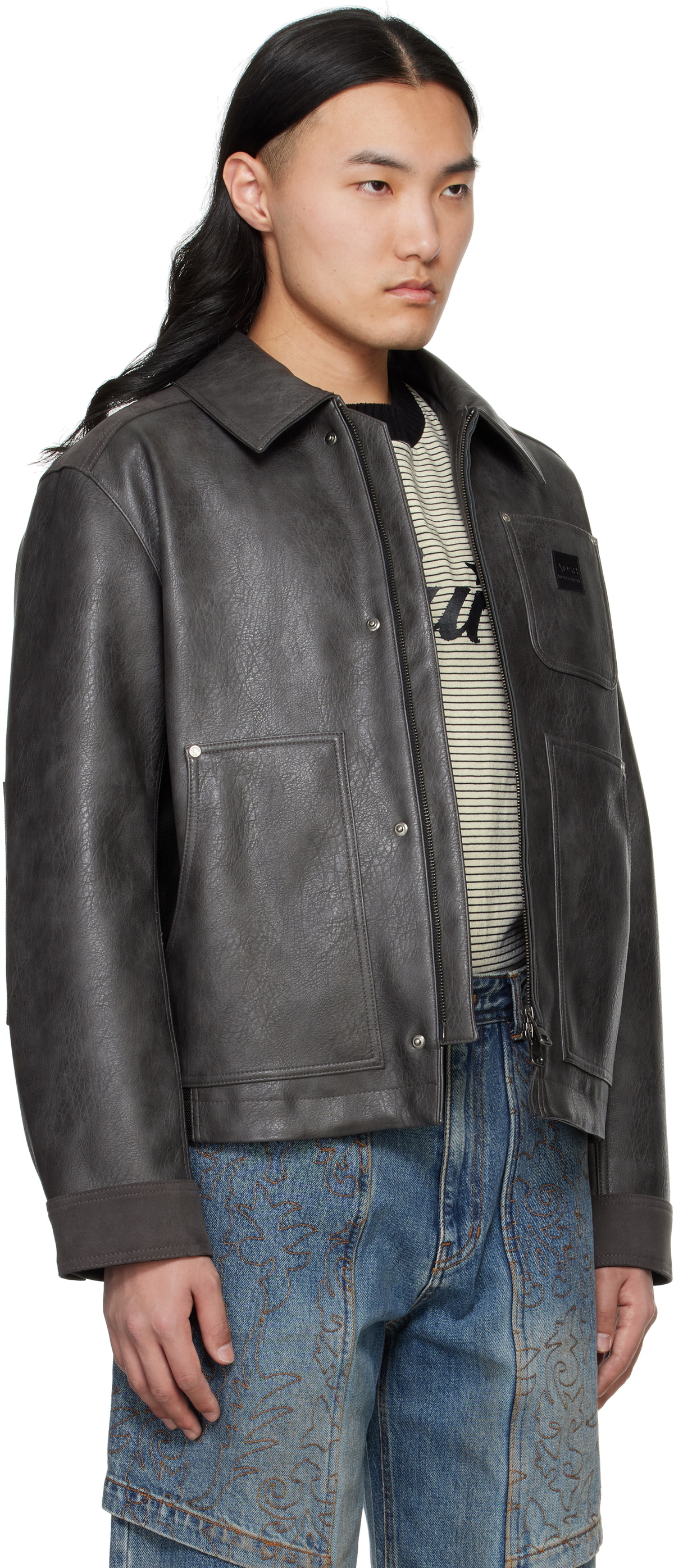 Andersson Bell Gray Carpenter Faux-Leather Jacket