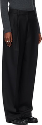 TONYWACK Black Pleated Wool Tailored Trousers