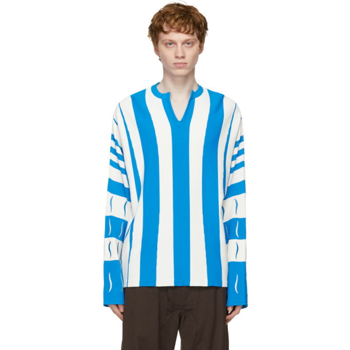 Kiko Kostadinov Blue and White Striped Hydra Sweater