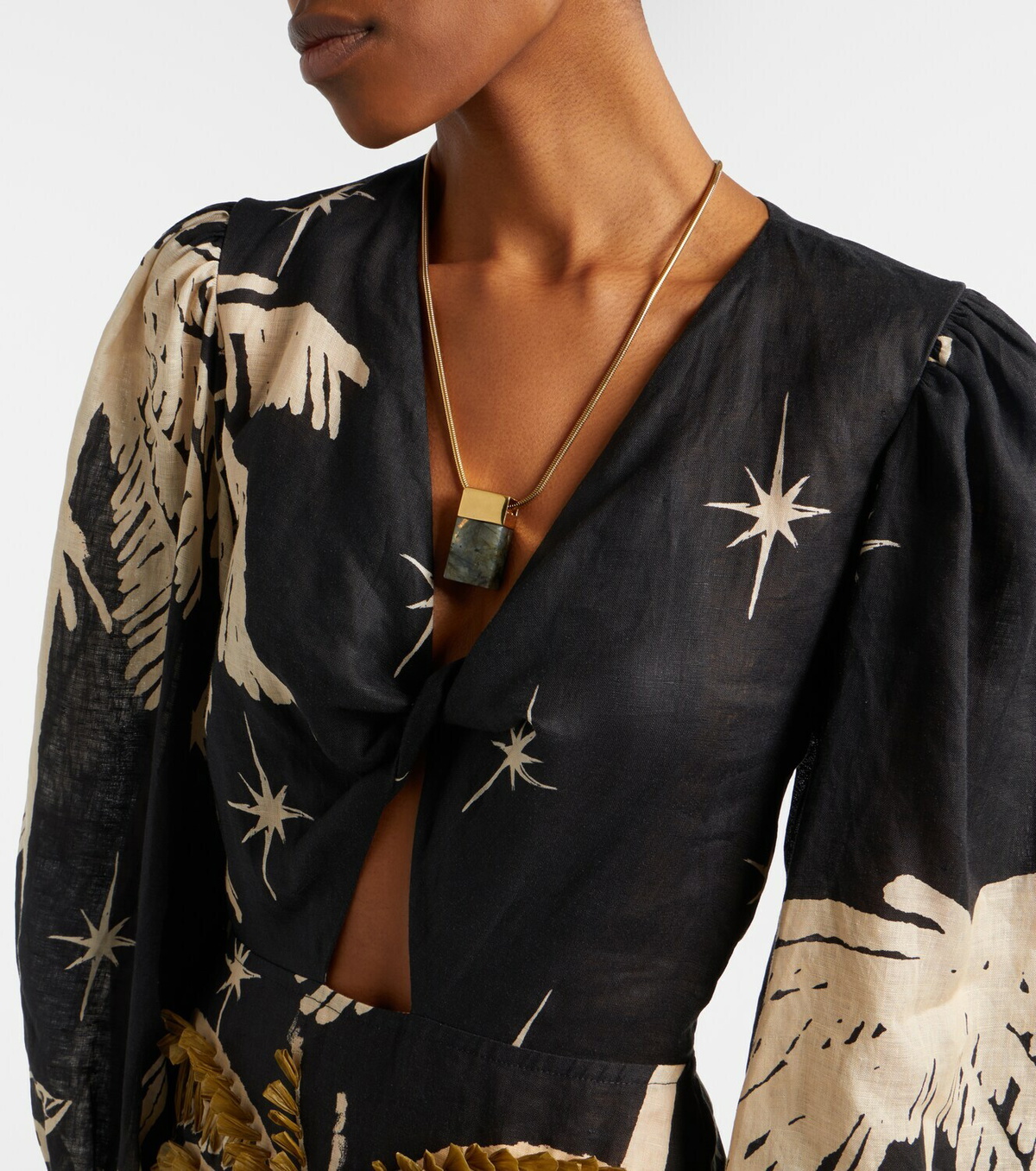 Johanna Ortiz Pradera Geométrica linen maxi dress