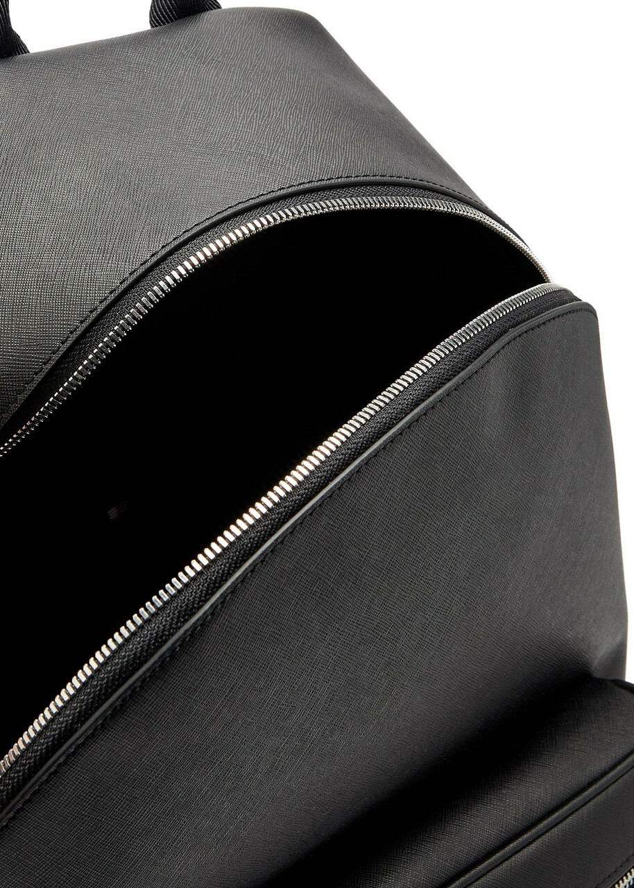 Boss Northon Logo Saffiano Leather Backpack - Black - One Size