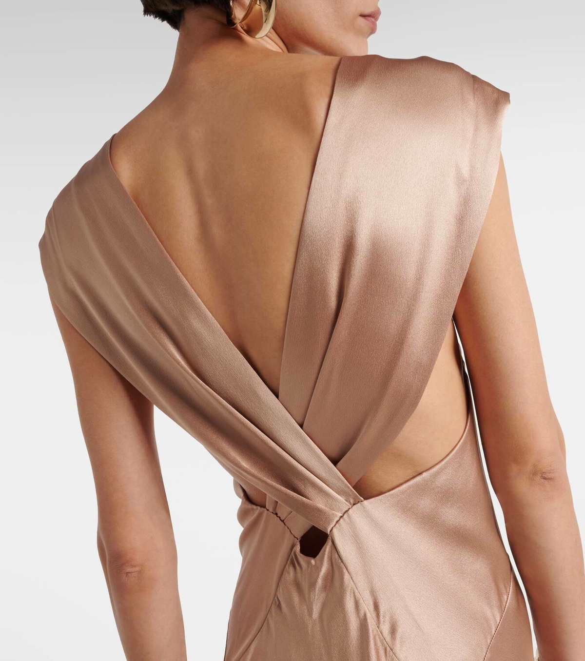 sachin and babi light blue dress Zimmermann Silk Wrap Midi Dress in Cream & Gold in Champagne