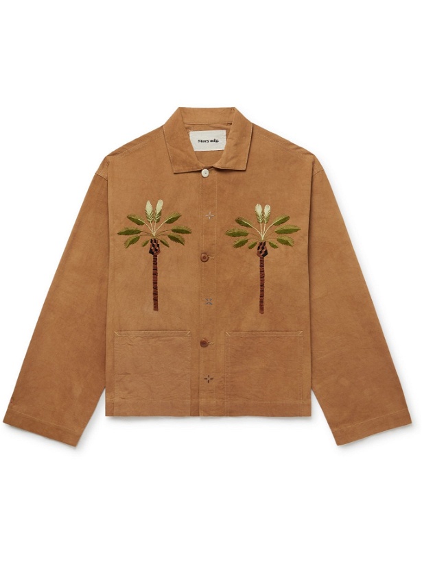 Photo: STORY MFG. - Short On Time Embroidered Organic Cotton-Twill Jacket - Brown - S