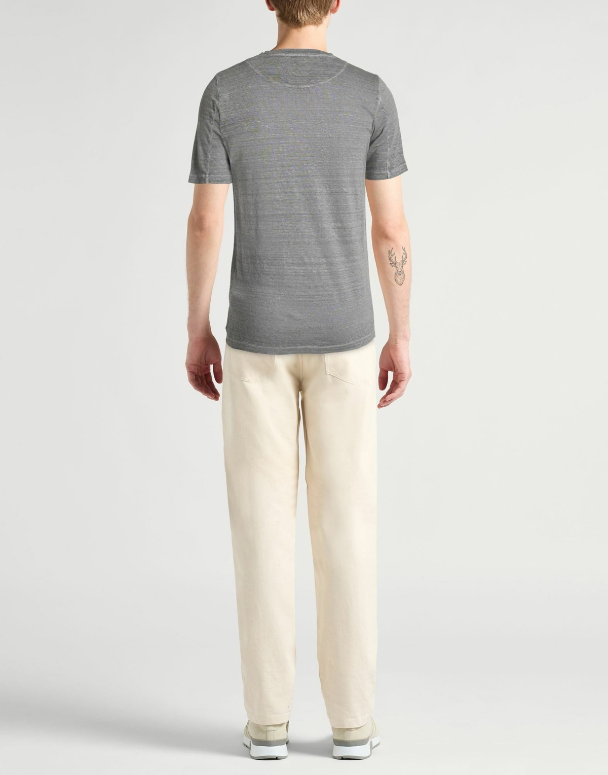 120% Lino Mens T-shirt in Grey