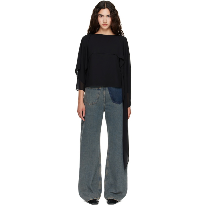 Photo: MM6 Maison Margiela Black Chiffon Long-Sleeved Blouse