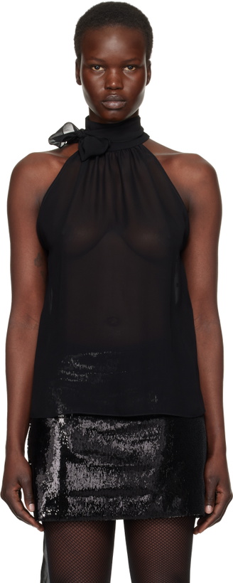 Photo: TOM FORD Black Silk Georgette Sleeveless Lavalliere Blouse