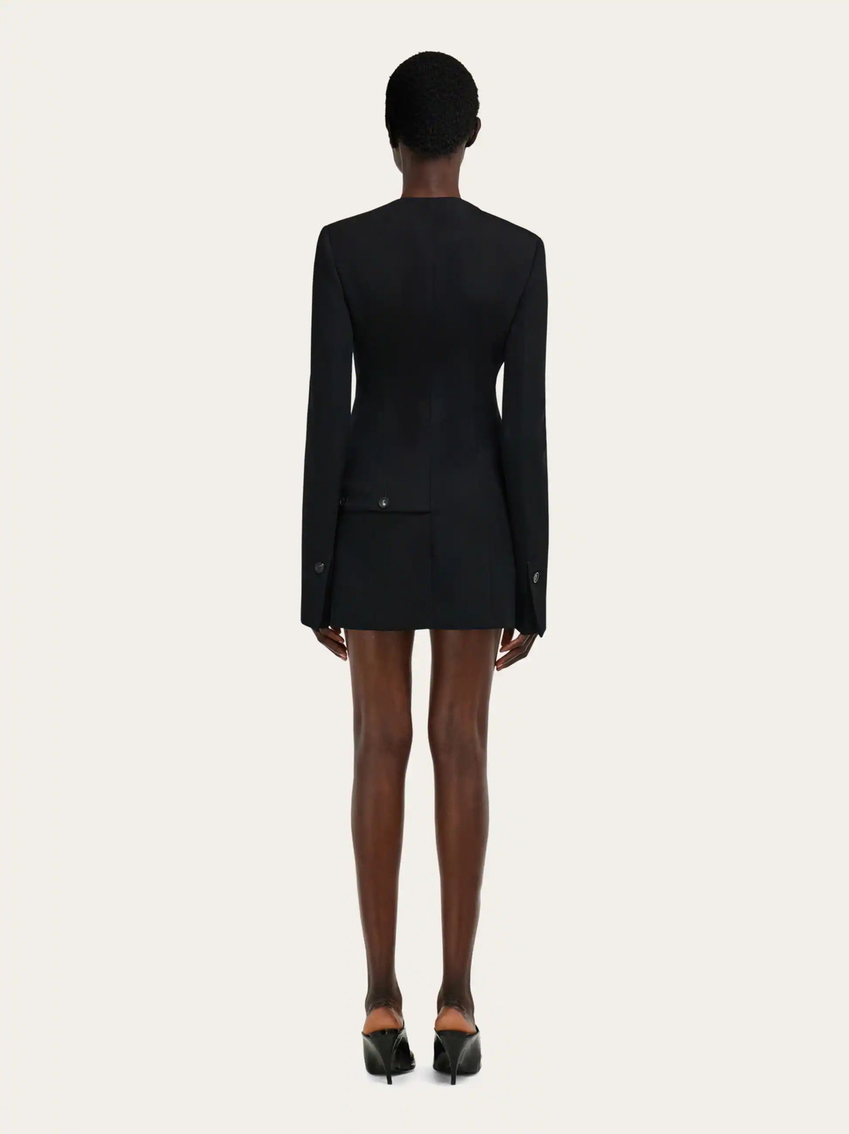 Ferragamo Womens Wool jacket with button detail in Black