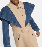 Chloe - Denim-paneled wool twill trench coat