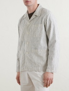 Hartford - Perry Striped Linen and Cotton-Blend Woven Jacket - White