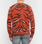 Gucci - Embroidered Tiger-Intarsia Wool Sweater - Men - Orange