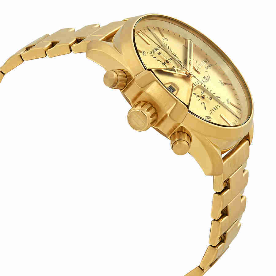 Diesel MS9 Lefty Chronograph Quartz Gold Sunray Dial Mens Watch DZ4475