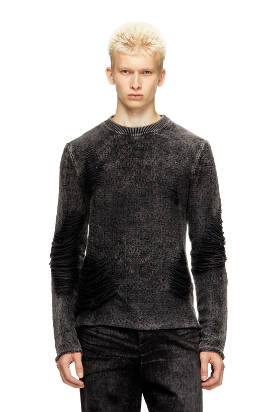 Photo: Diesel Destroyed jumper with floating yarns - Knitwear Mens in Black