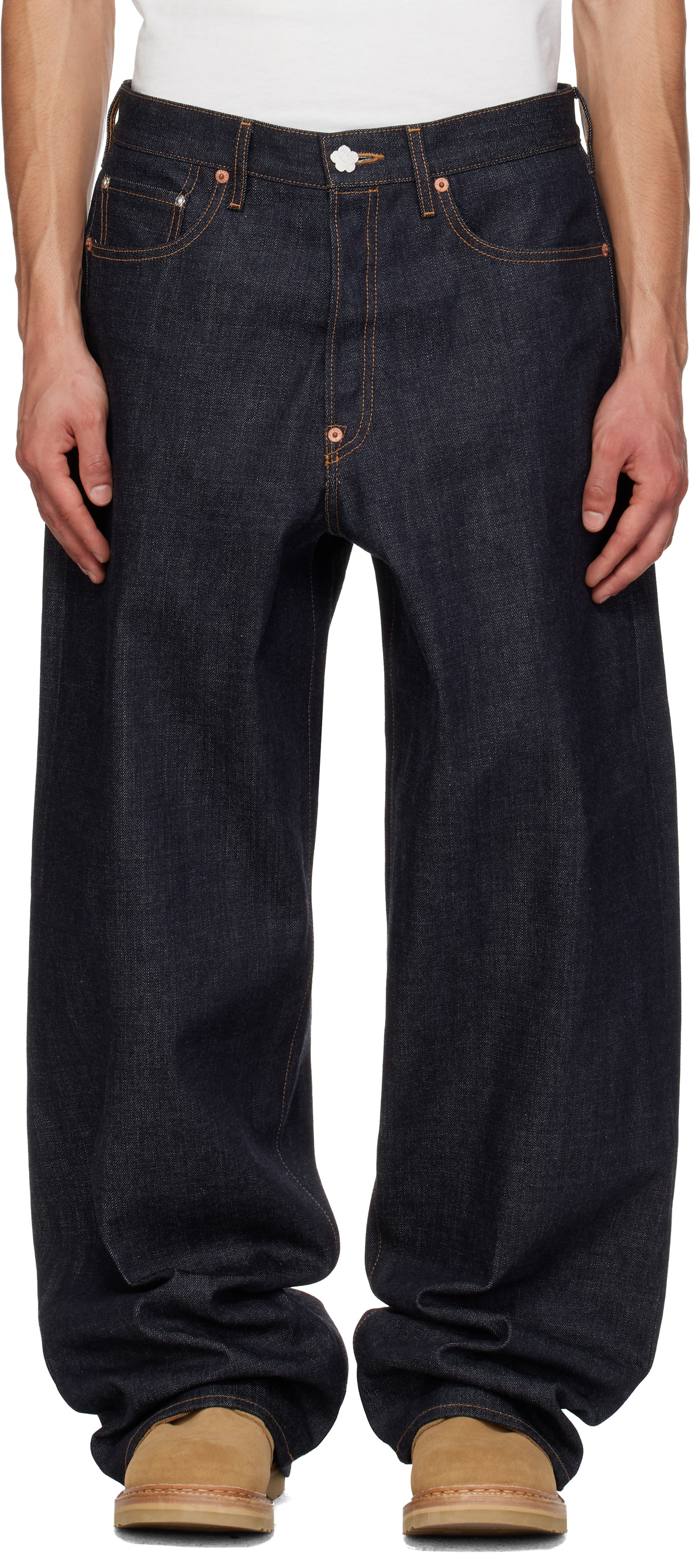 Kenzo Indigo Turn Up Wide Fit Jeans